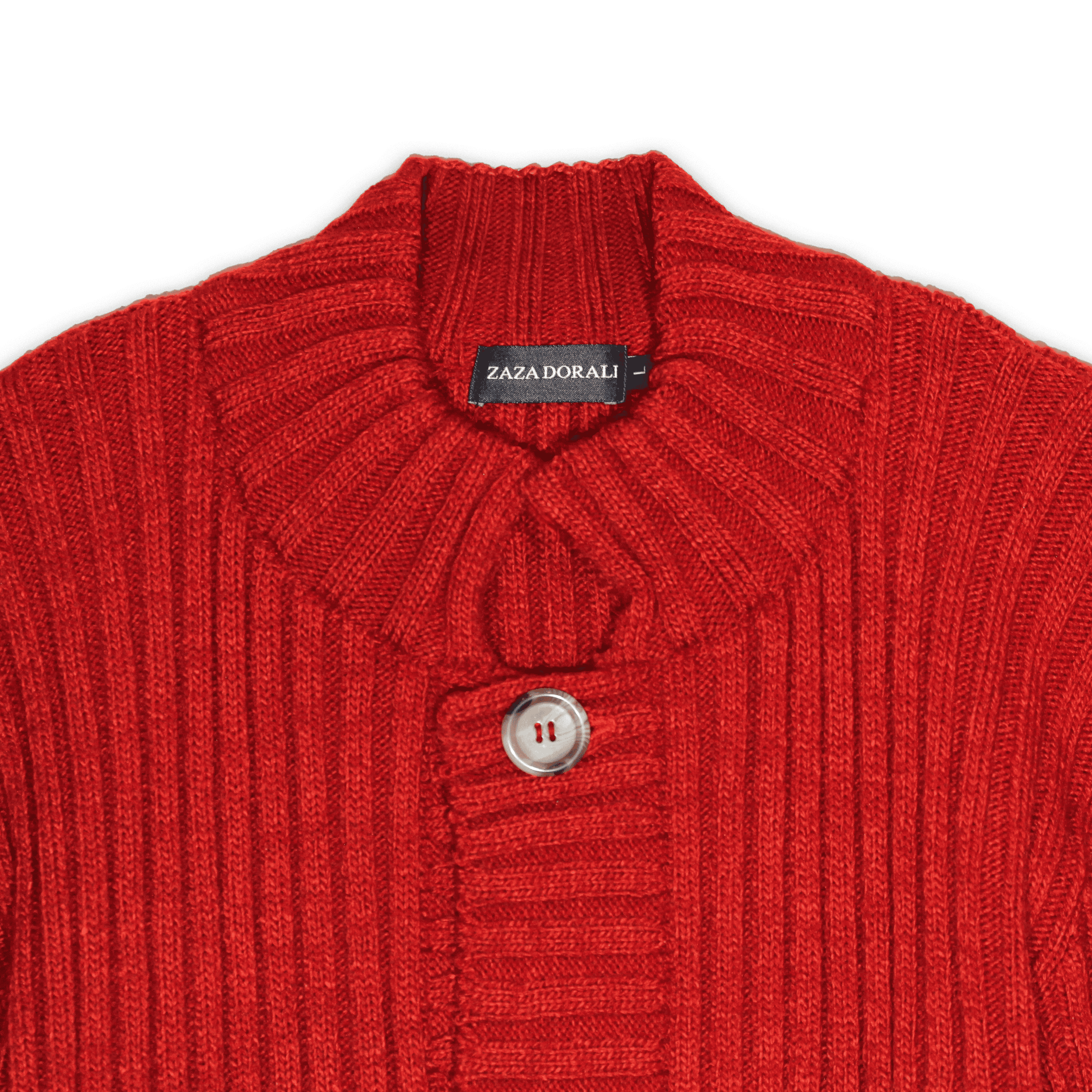 Sweater Chaqueta Cuello Alto Rojo Italiano, vista 2