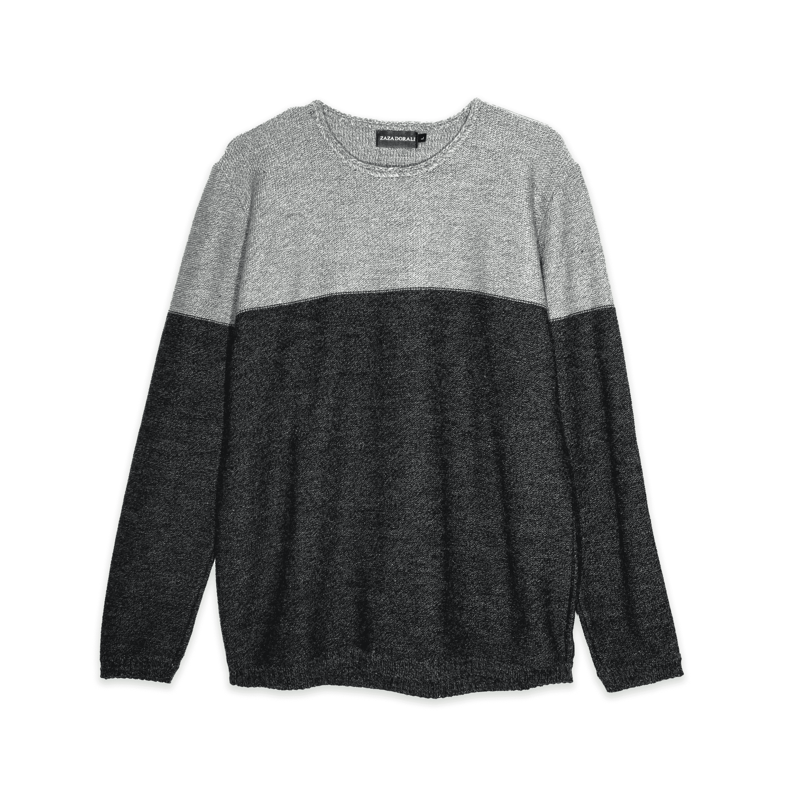 Sweater Bicolor Cuello Crochet Grafito - Zaza Dorali