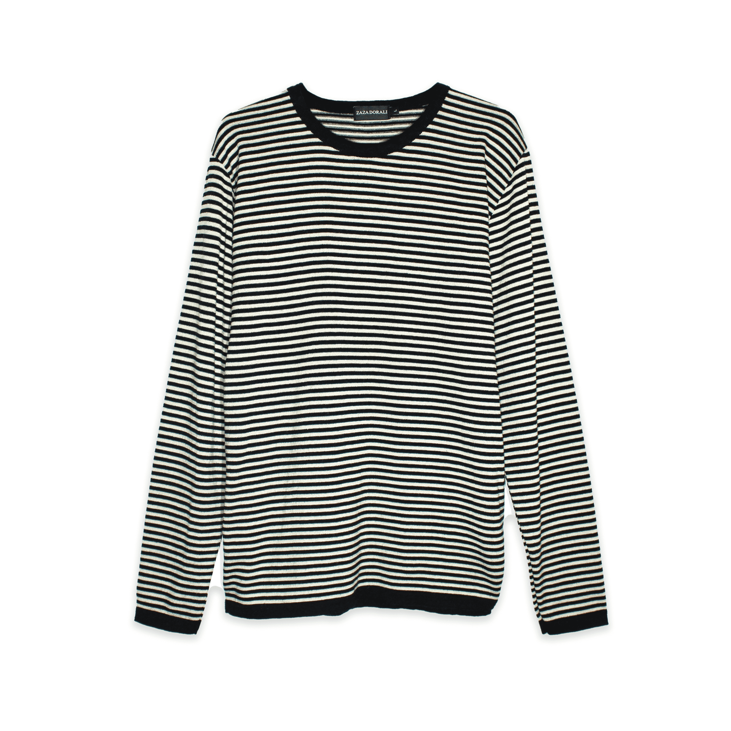 Sweater Cuello Redondo Listado Negro - Zaza Dorali