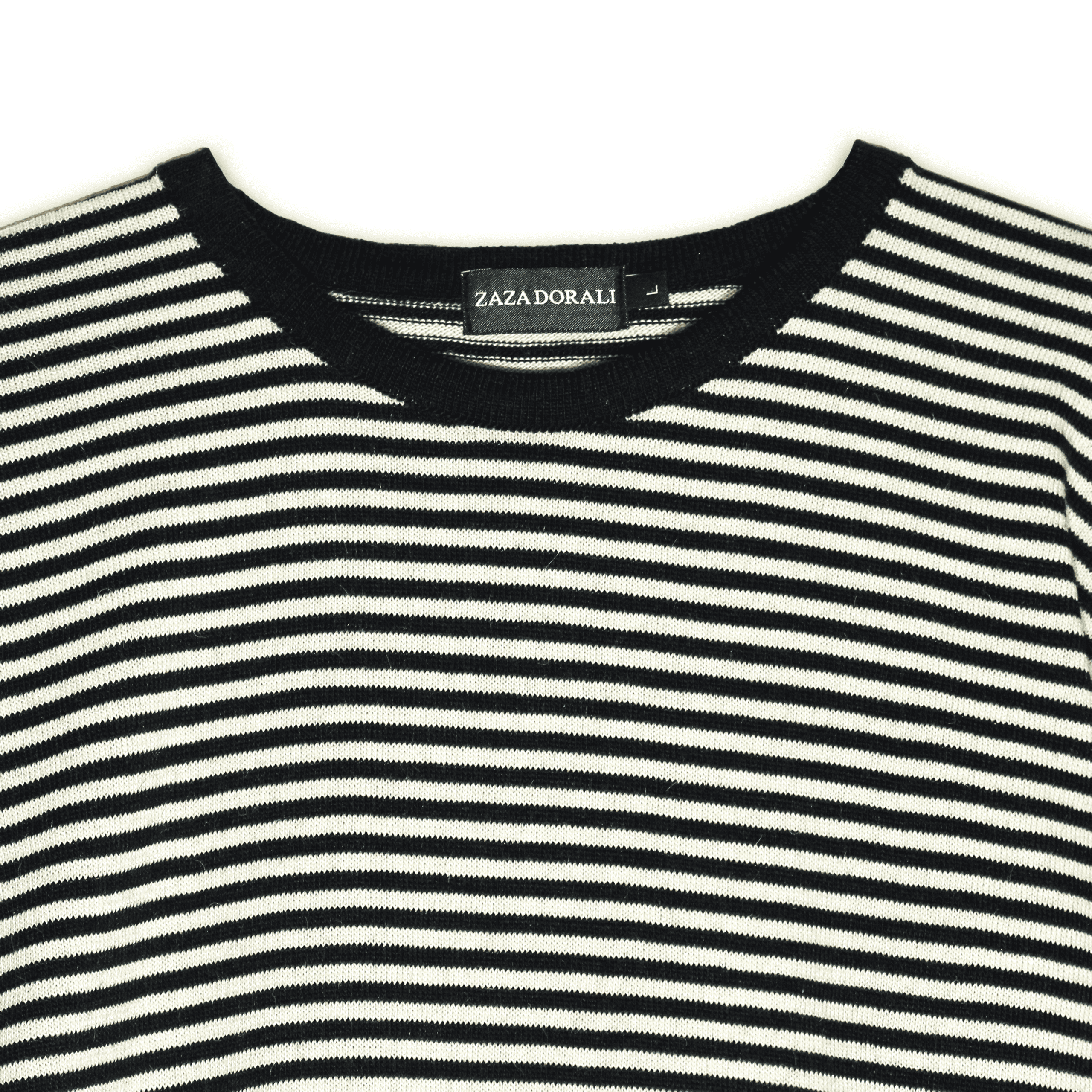 Sweater Cuello Redondo Listado Negro, vista 2