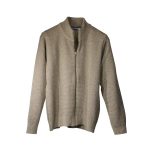 Sweater con cierre texturado sésamo de hombre, vista frontal