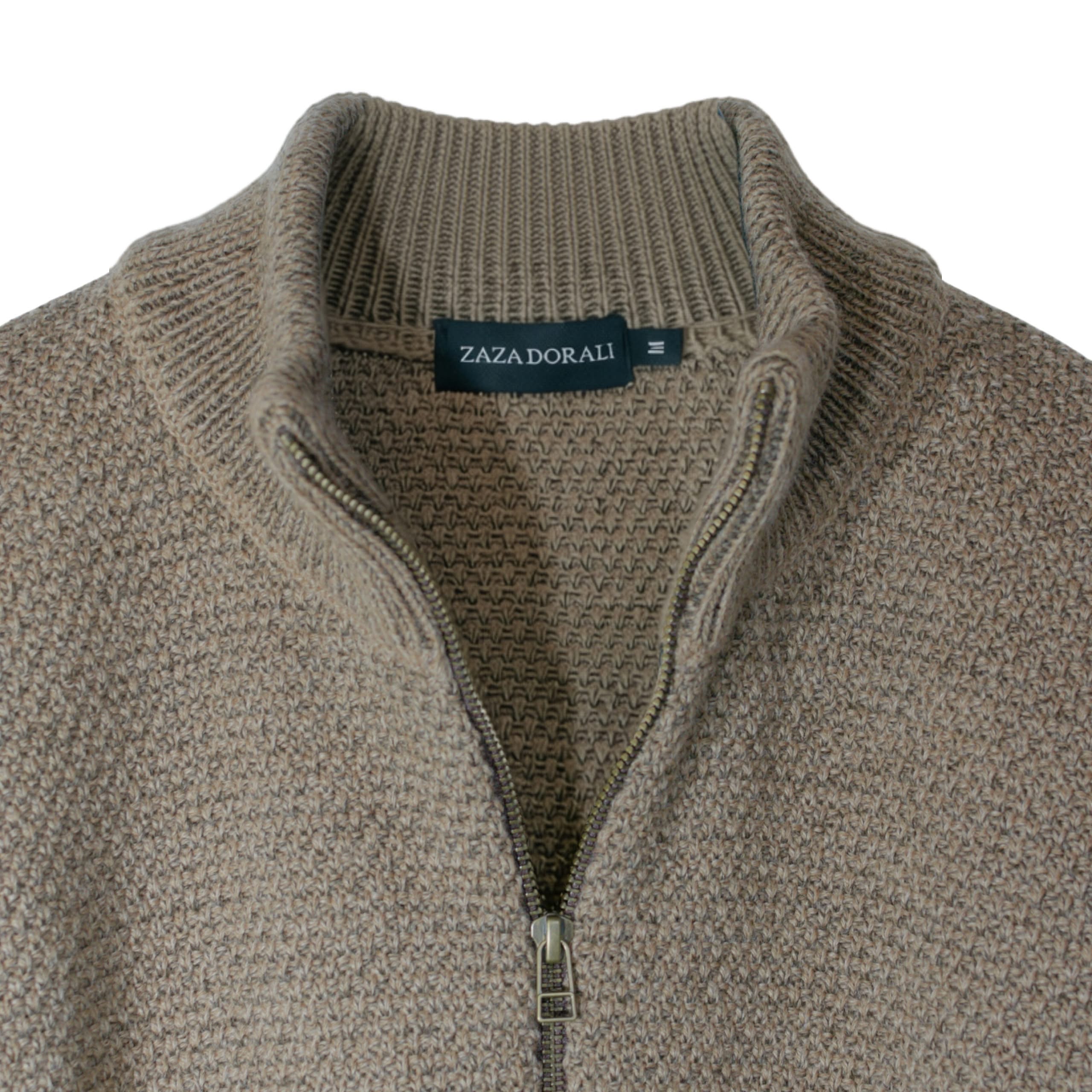 Detalle del tejido del Sweater con Cierre Texturado Sésamo